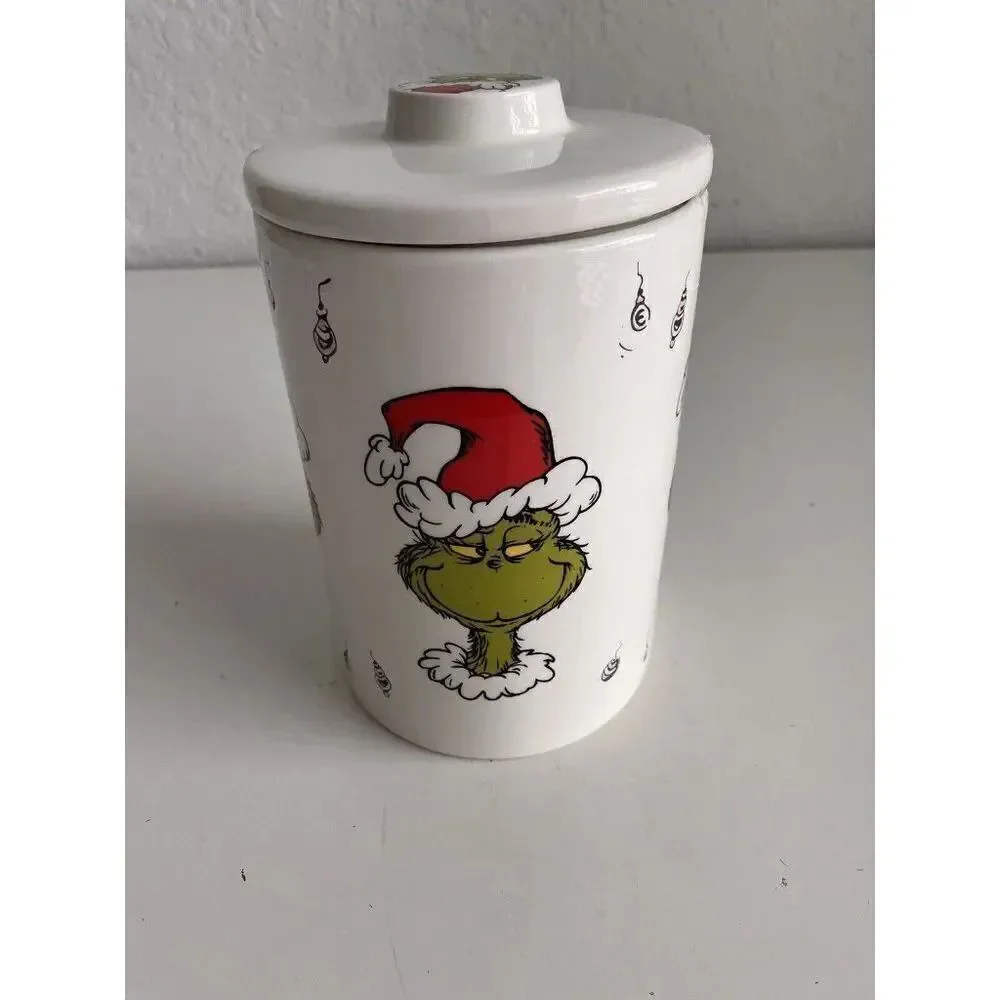 Dr. Seuss How the GRINCH Stole Christmas Ceramic‎ Canister Cookie Jar Many Faces